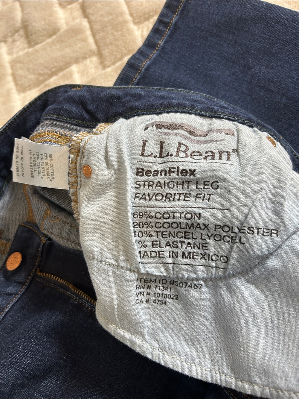 L.L. Bean Womens BeanFlex Dark Blue Straight Jeans size 14 - Picture 3 of 6